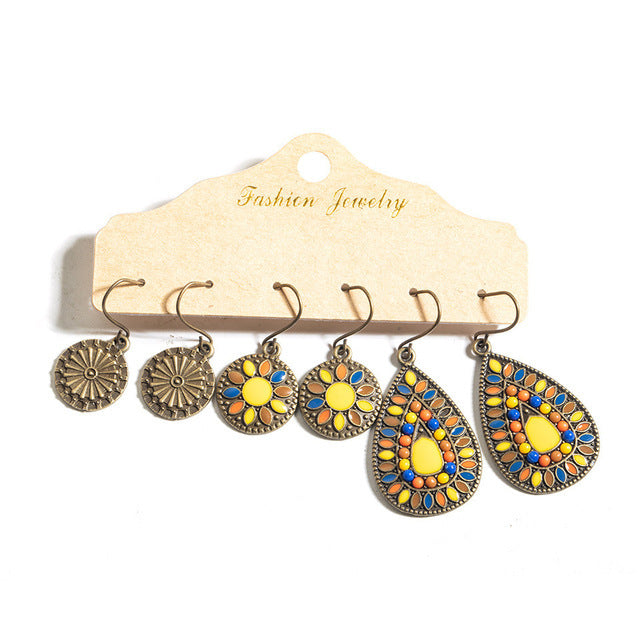 Wholesale Bohemian Drip Oil Alloy Earrings